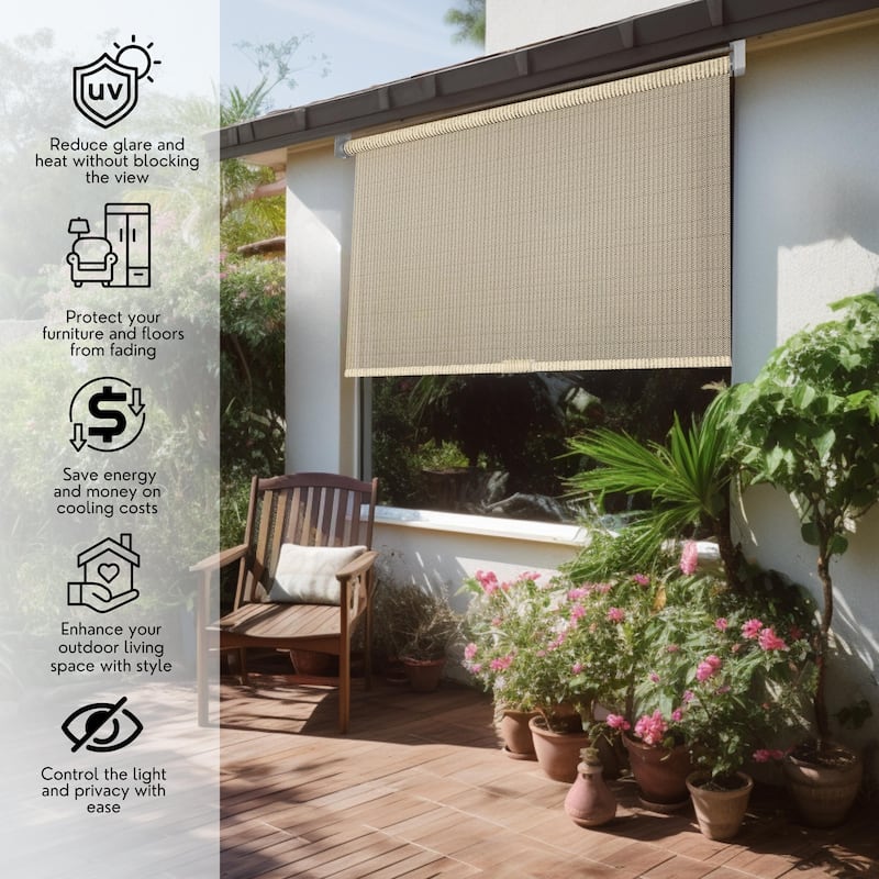 CHICOLOGY Cordless Outdoor Solar Shade, Exterior Roller Shade, UV Protrection Window Blind