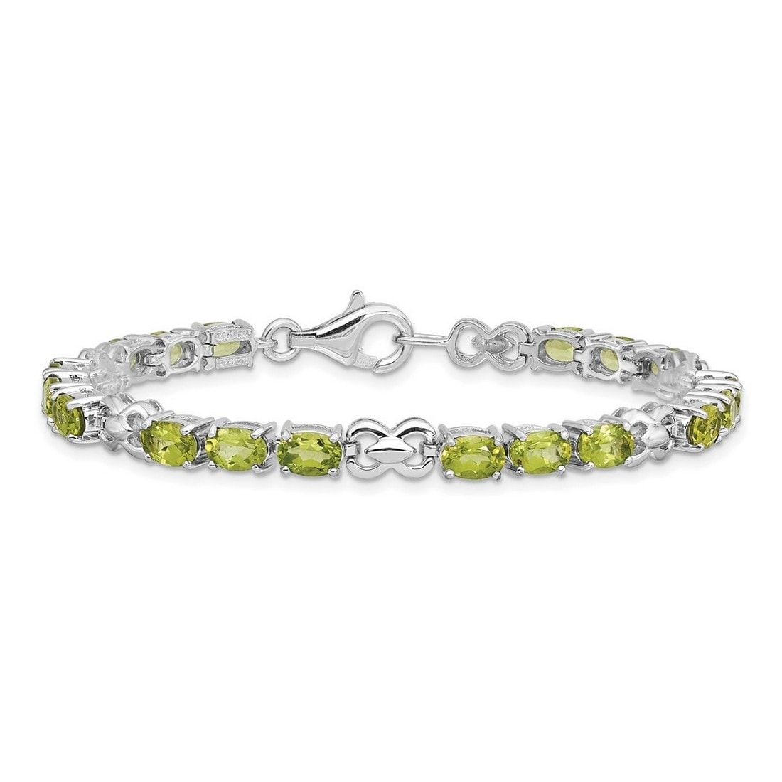 Curata 925 Sterling Silver 7" 5mm Genuine Oval Gemstone Station Bracelet