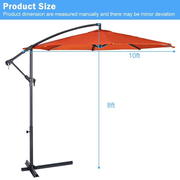 Outsunny F10 Deluxe Patio Umbrella Outdoor Market Parasol Banana Hanging Offset Sunshade Crank Cross Base Black