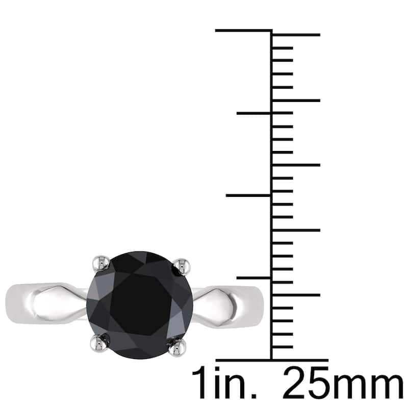 Miadora 3ct TW Black Diamond Solitaire Engagement Ring in 10k White Gold