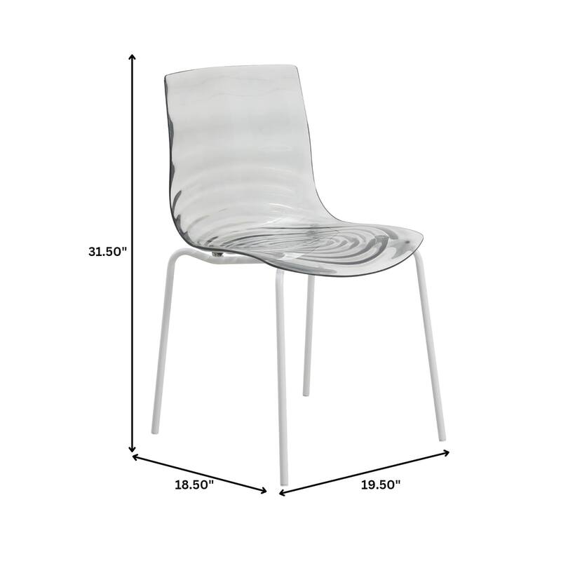 Ergonomic Dinning Chair Ripple Design in White Base Seat Set of 4
