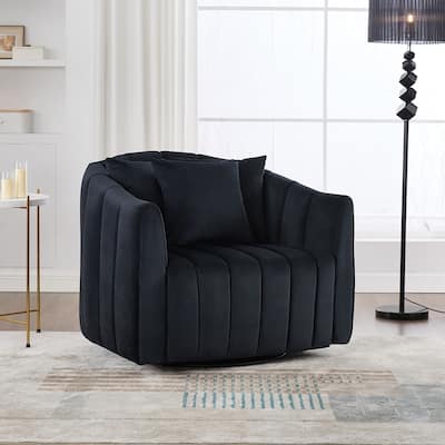 40.35"W Upholstered Oversized 360° Swivel Accent Barrel Chair
