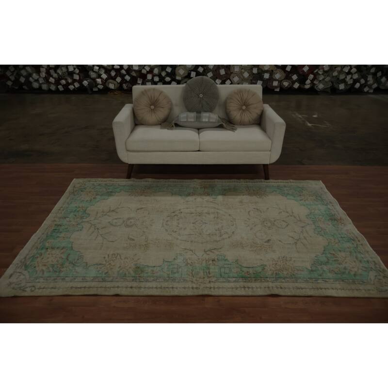 Hand Knotted Oriental 100% Wool Carpet Transitional Floral Beige & Ivories Anatolian Area Rug - 8' 3'' X 5' 3''