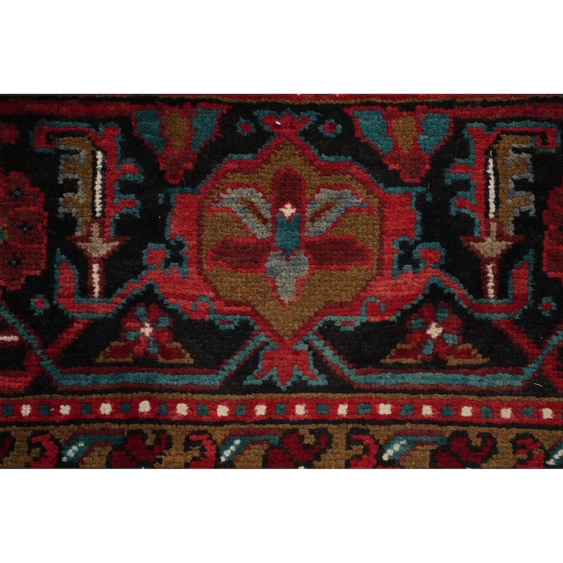 Hand Knotted Oriental 100% Wool Carpet Traditional Floral Red Heriz Area Rug - 12' 11'' X 9' 6''