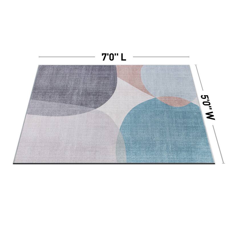 Contemporary Geometric Machine Washable Area Rug
