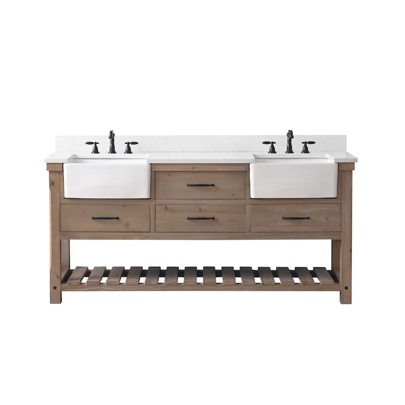 Sudio Design Bathroom Vanity Wesley Weathered Collection. - 72" Double Sink - Weathered Natural