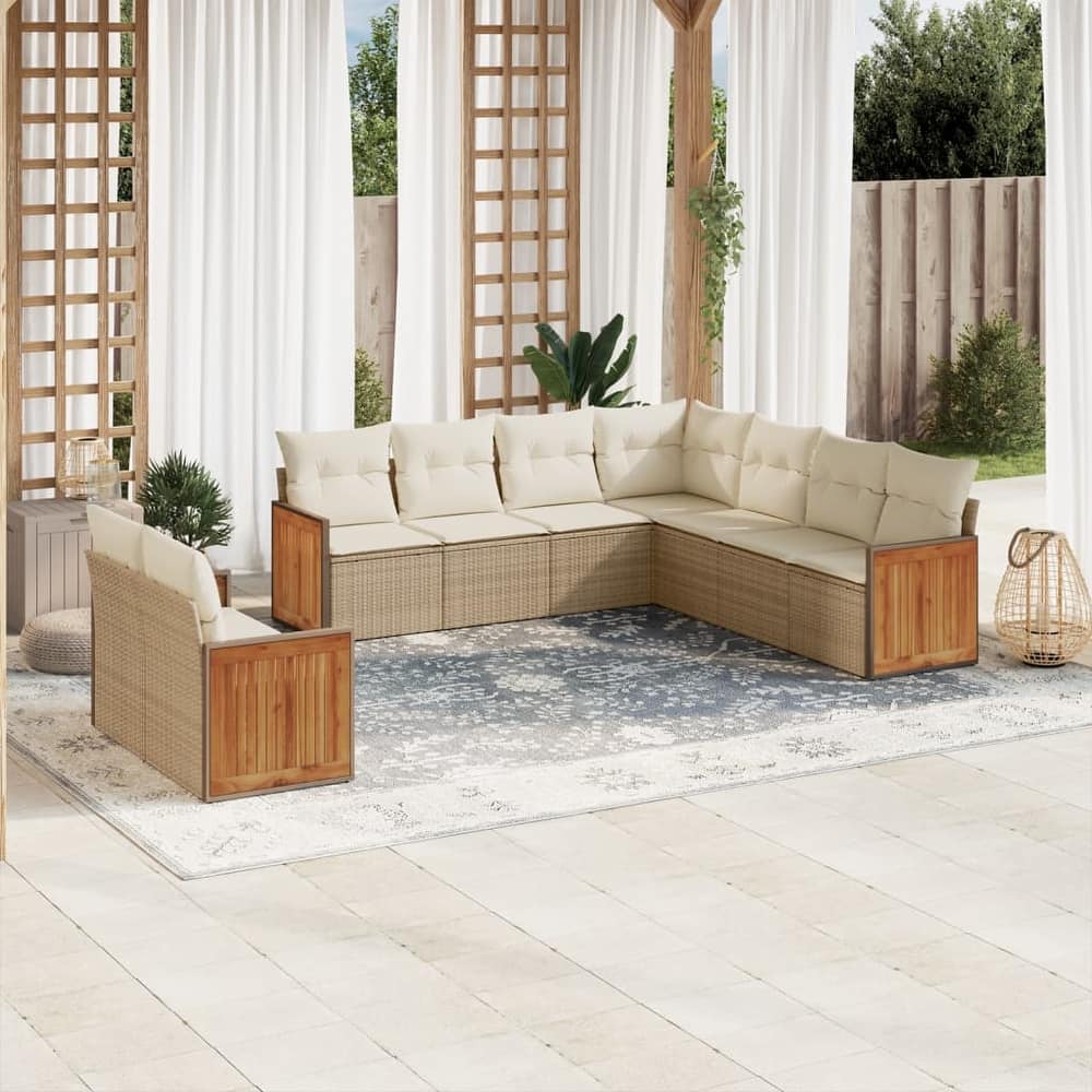 vidaXL Patio Sofa Set with Cushions Outdoor Conversation Furniture Poly Rattan