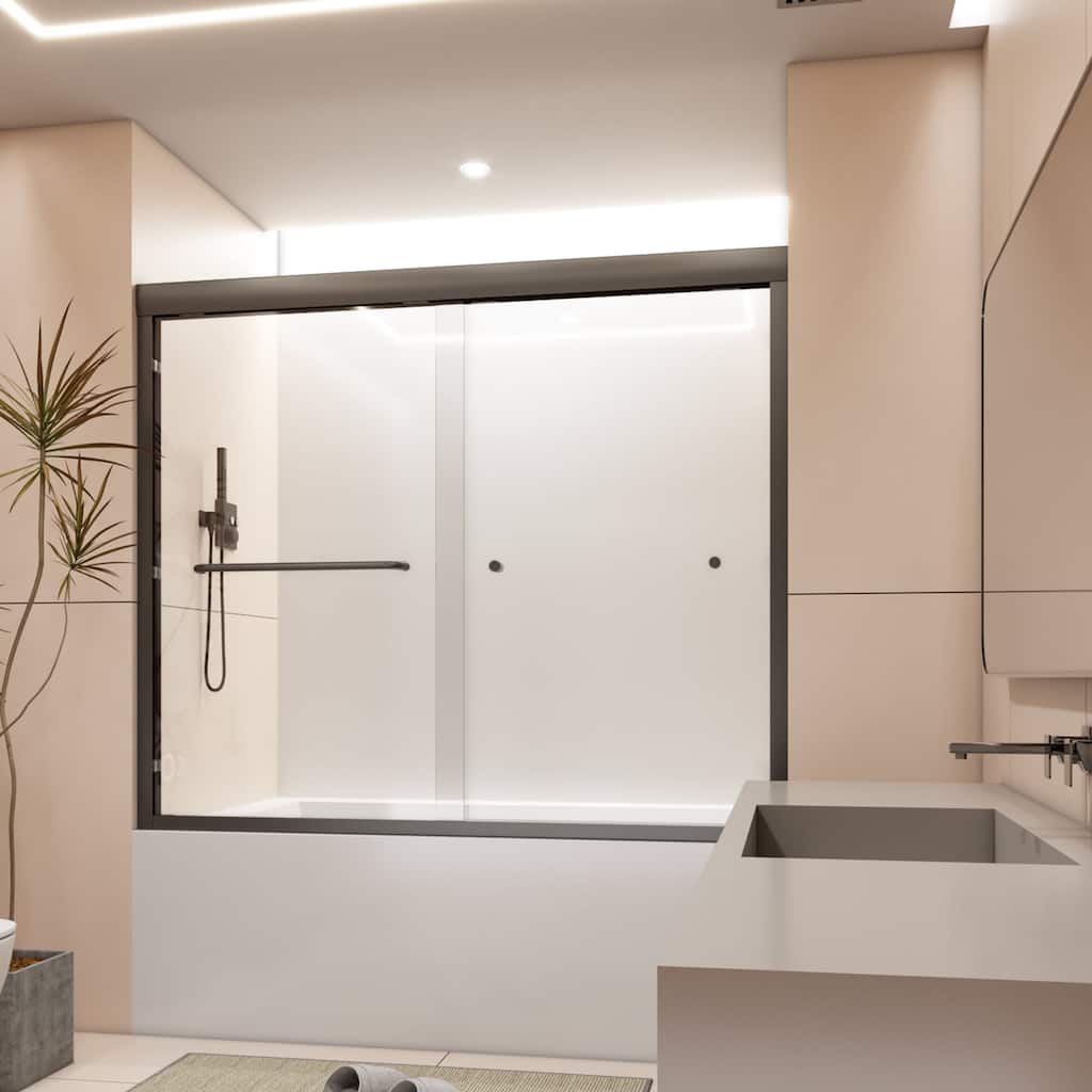 56-60" x 58" Semi-Frameless Double Sliding Tub Door