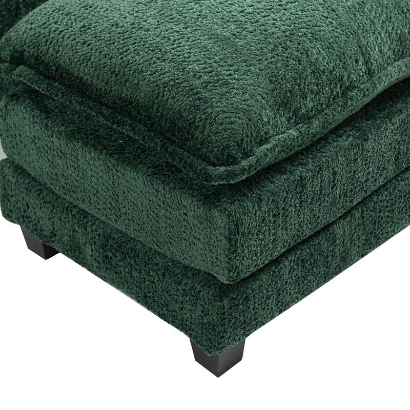 Boucle Oversized Sofa with Ottoman, Double Deep Cushion, Thick Armrests, and High-Resilience Sponge