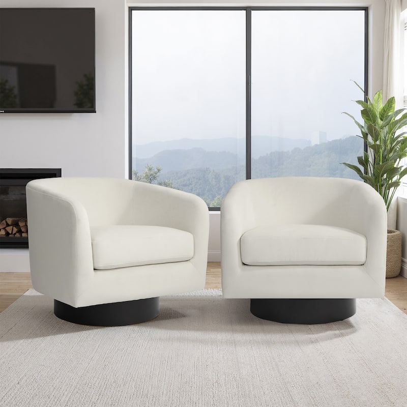 UIXE Set of 2 Swivel Barrel Accent Chair Velvet Armchair For Living Room