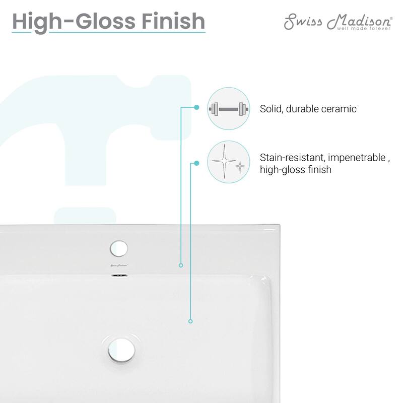 Swiss Madison SM-VT325 Carre 19" Ceramic Vanity Top
