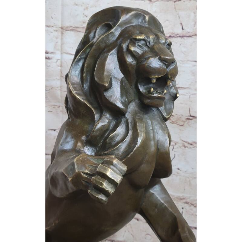 Abstract Guardian Imitative Lion Bronze Statue Sculpture Cubism Henry Moore 17 Inches X 12 Inches
