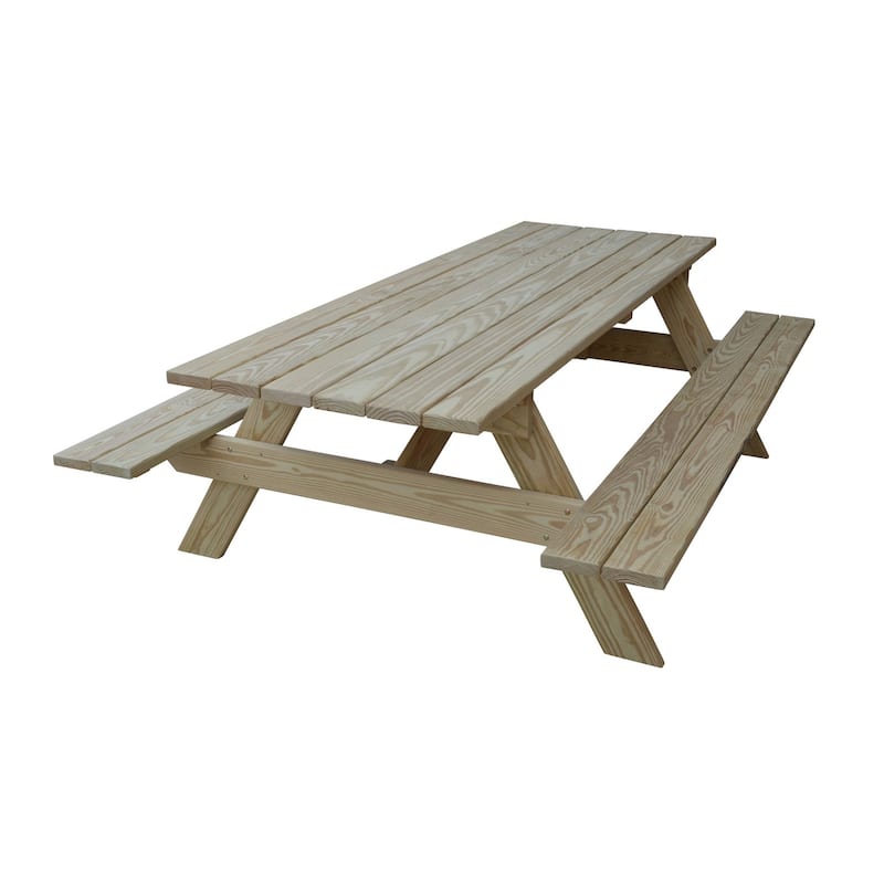 HomeRoots 94" Natural Solid Wood Outdoor Picnic Table