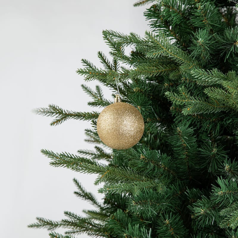 Glitzhome 191-Piece Glitter Ribbon Bow Gold Silver Ball Shatterproof Ornaments Xmas Tree Decor