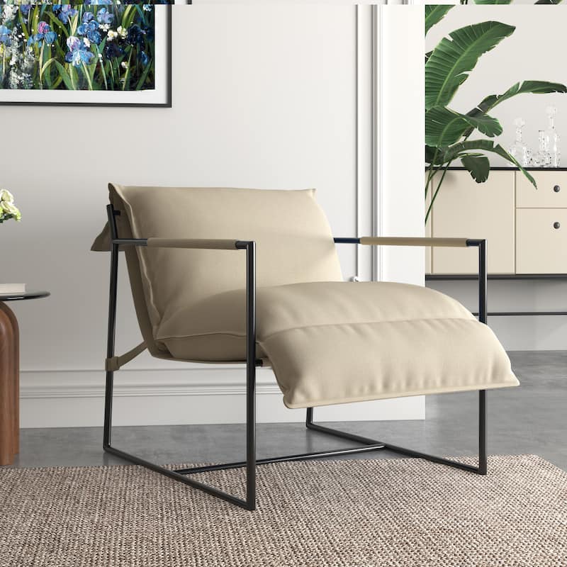 Fabric Armchair Metal Framed Sling Accent Chair