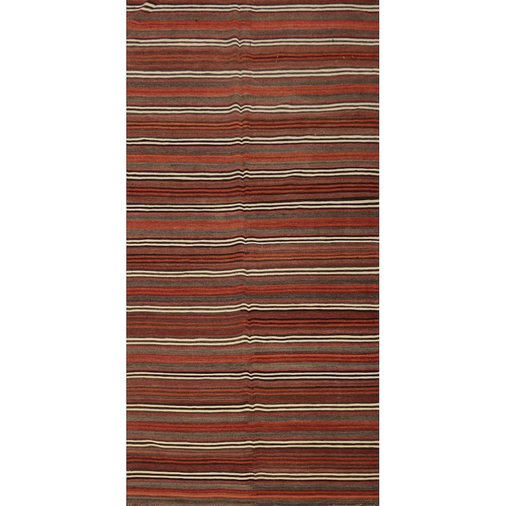 Hand Woven Oriental 100% Wool Carpet Southwestern Geometric Multi-Colored Kilim Area Rug - 10' 4'' X 4' 9''