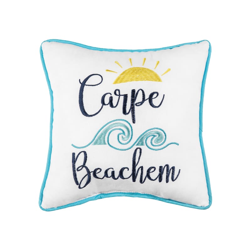 10" x 10" Carpe Beachem Embroidered Throw Pillow