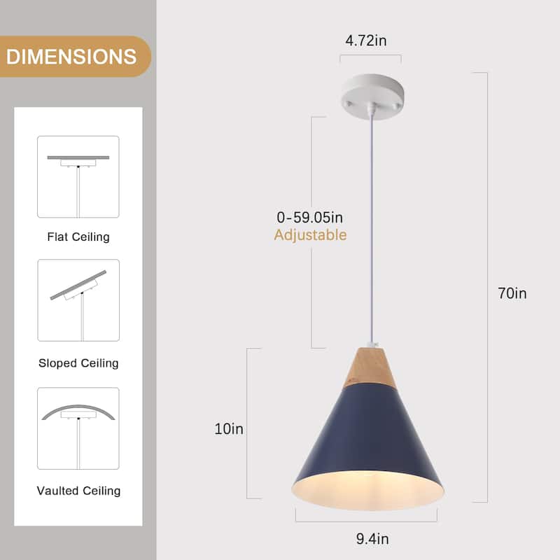 Farmhouse Pendant Light Fixture with Wood and Metal for Kitchen, Hallway,Living Room