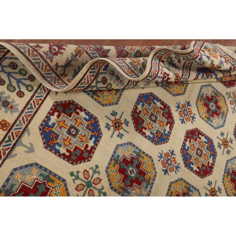 Geometric Kazak Oriental Area Rug Handmade Wool Carpet - 6'5" x 9'8"