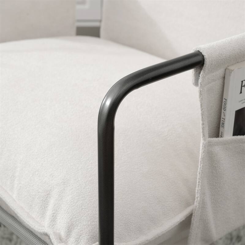 2 Sets 1 Case,Upholstered hanging armchair with arm pocket metal frame