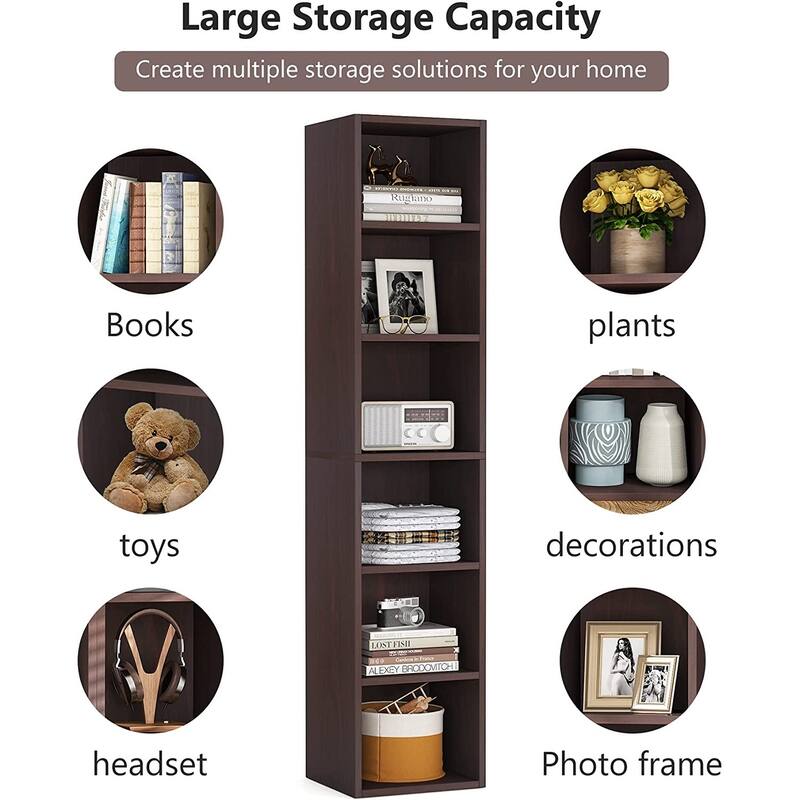 70.9 Inches 6-tier Tall Narrow Bookshelf Bookcase for Home Office