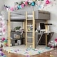 preview thumbnail 1 of 17, Modern Twin Size Loft Bed With Built-in Storage Cabinet and Cubes,Foldable desk,Sturdy Frame,s Grey