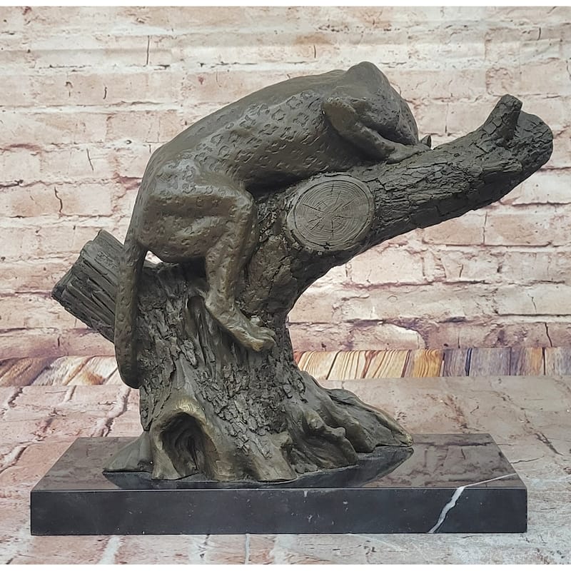 Imitative Leopard Or Jaguar On Tree – Striking Bronze Wildlife Sculpture By Milo