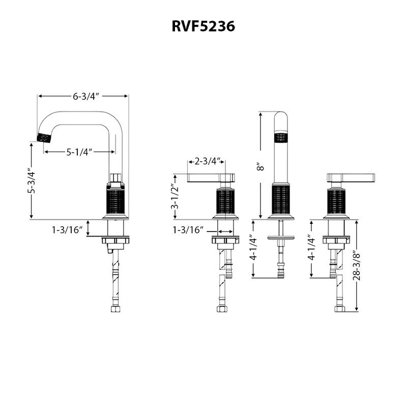 Ruvati Barolo Two Handle Widespread Bathroom Faucet in Matte Black- RVF5236MB - 7'6" x 9'6"