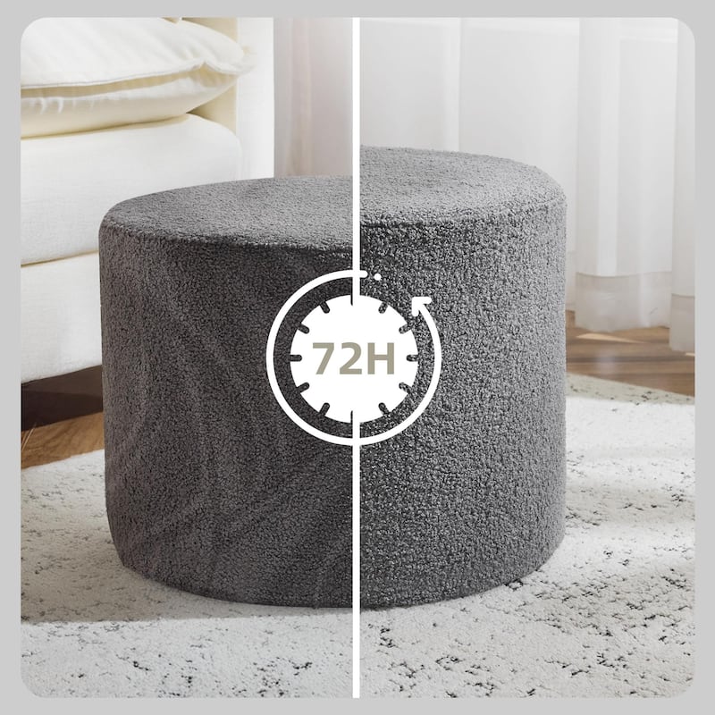 Bezseller Soft Boucle Pouf Ottoman, Comfortable Foot Rest, Full Foam Filling Footstool for Living Room, Bedroom