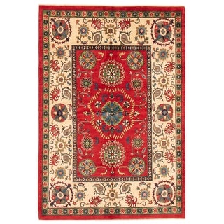 ECARPETGALLERY Hand-knotted Finest Ghazni Dark Red Wool Rug - 5'7 x 7 ...