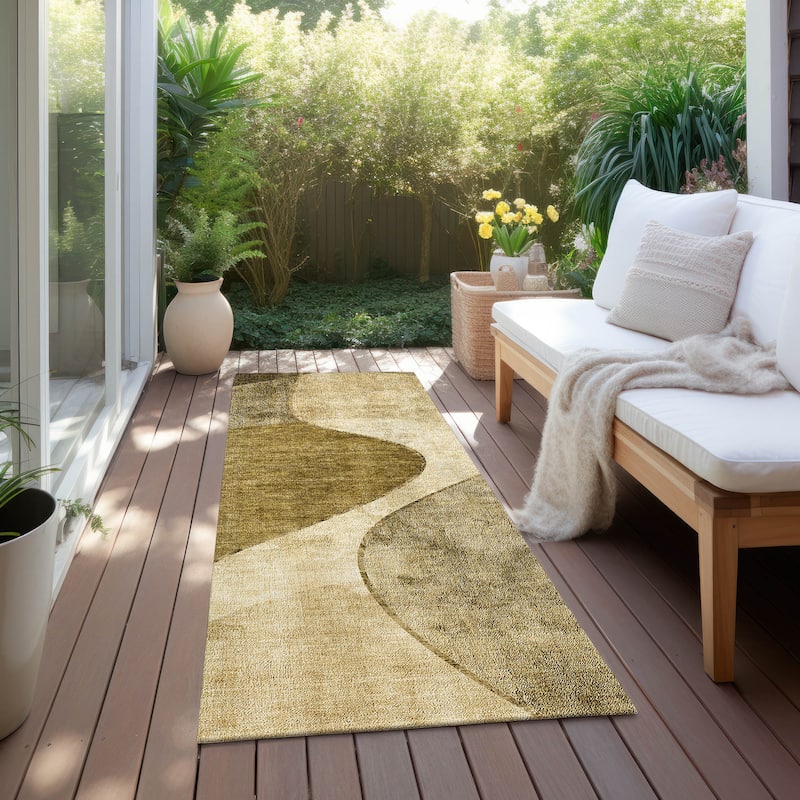 Machine Washable Indoor/ Outdoor Chantille Modern Abstract Rug