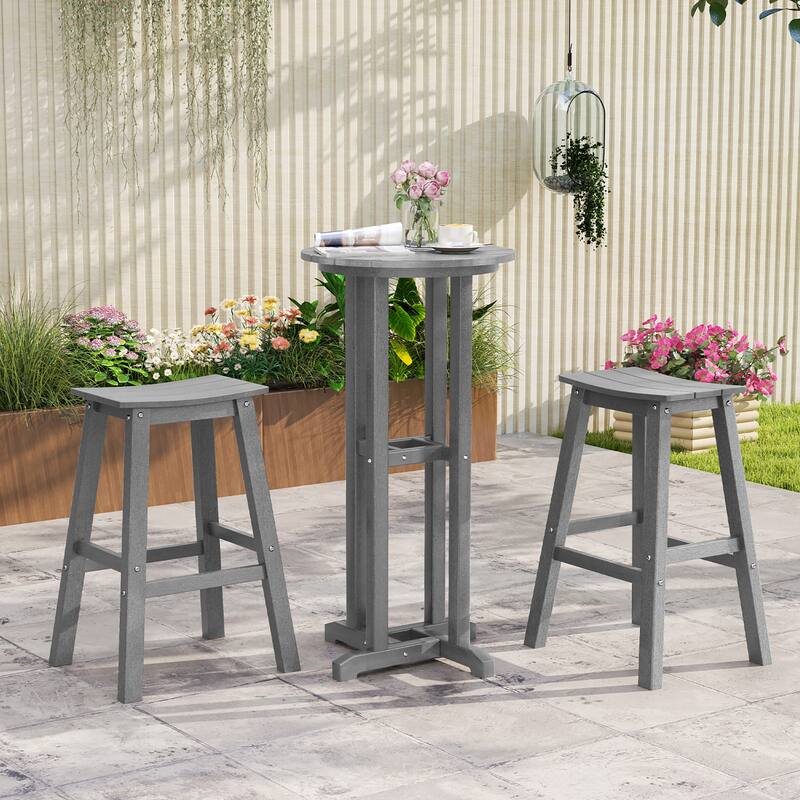 Gymax 29'' Patio Bar Stool Set of 2 w/ Curved Seat & Footrests for