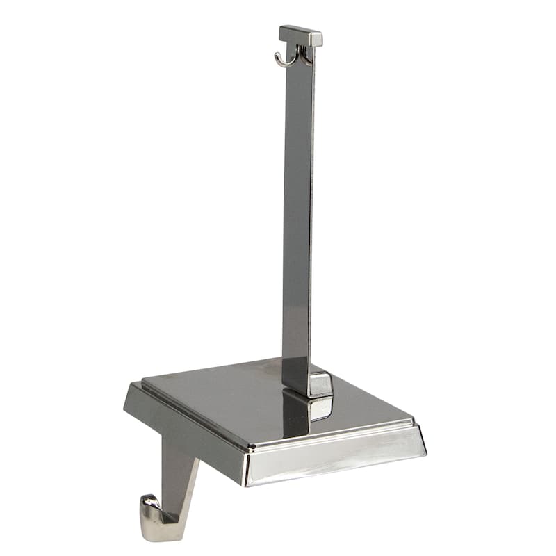 Stocking Holder with Ornament Hanger - 7.25" - Silver