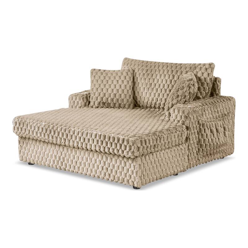 Furniture of America Lanturn Modern Soft Upholstered 2-Arm Oversized Chaise