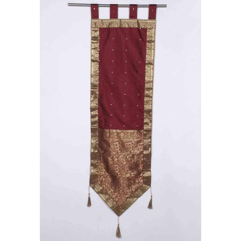 Maroon - Handmade Wall hanging Wall decor Tapestry with Tassels - Maroon-18 X 90 Inches