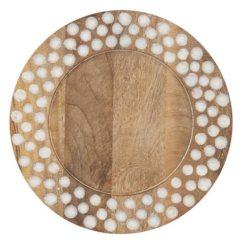 Wooden Charger Plates with Dot Design (Set of 4)