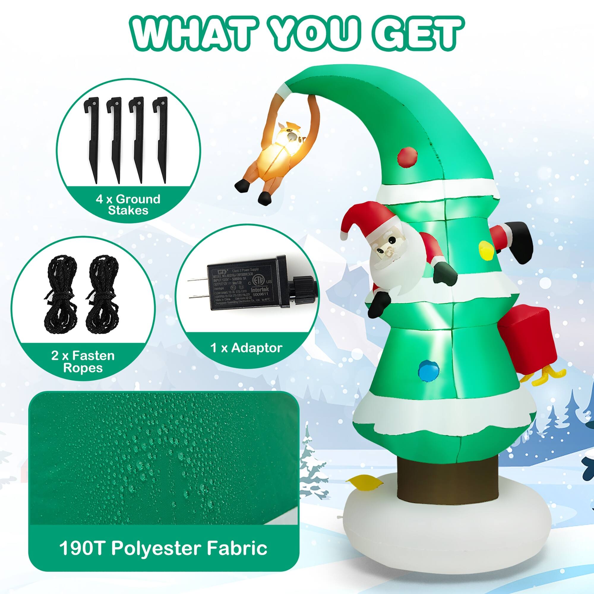 8FT Inflatable Christmas Tree with Santa Claus Blowup Decoration Bed Bath & Beyond 39108582