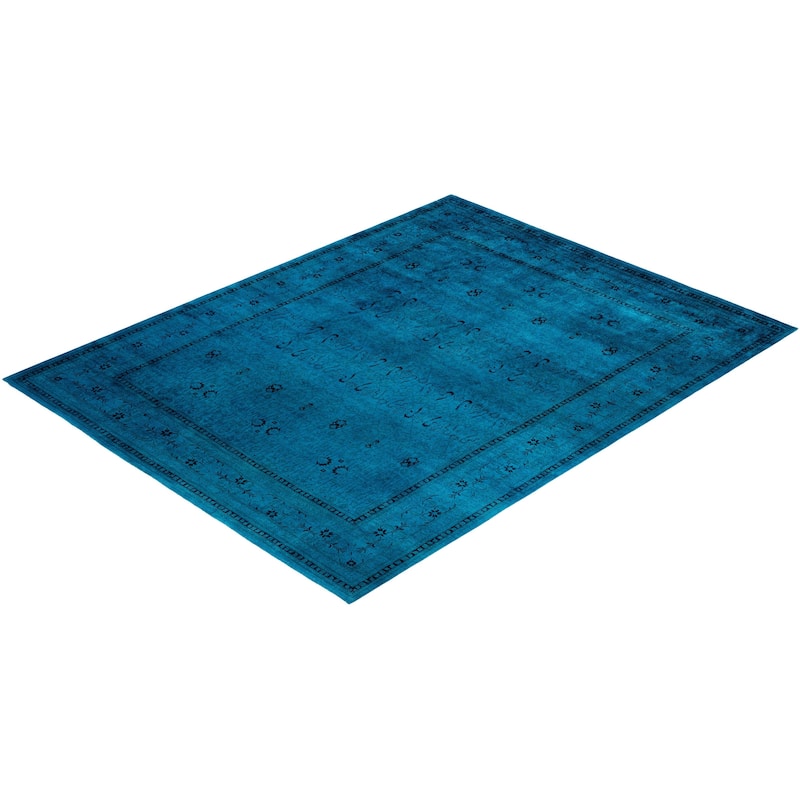 Overdyed One-of-a-Kind Hand-Knotted Area Rug - Green - 9' 2" x 11' 10"