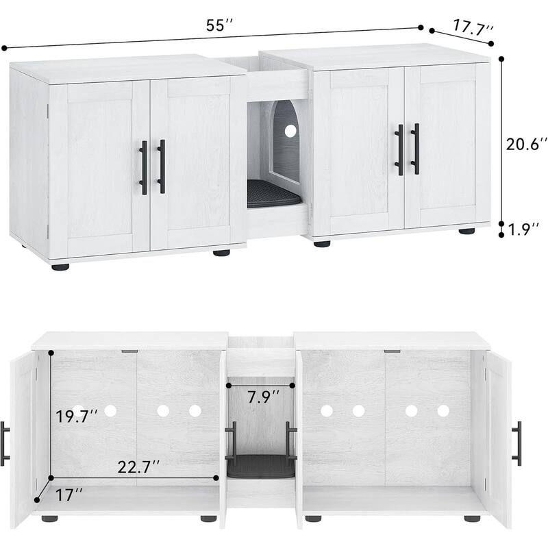 Intimate Double-Room Cat Litter Cabinet Furniture