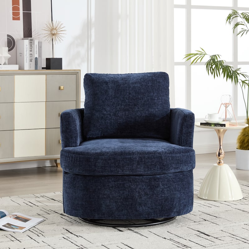 GDFStudio - Evarist Chenille Swivel Chair with Metal 360°Turntable