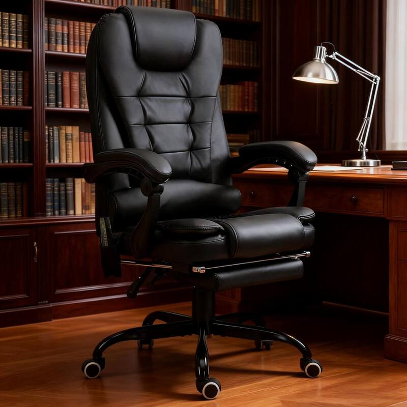 Massaging Office Desk Chair, Massage Office Chair High Back with Lumbar Support, Footrest