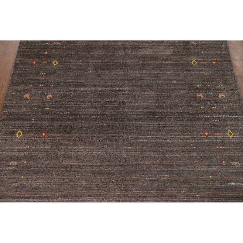 Hand Knotted Oriental 100% Wool Carpet Tribal Tribal Brown Gabbeh Area Rug - 8' 0'' X 4' 9''
