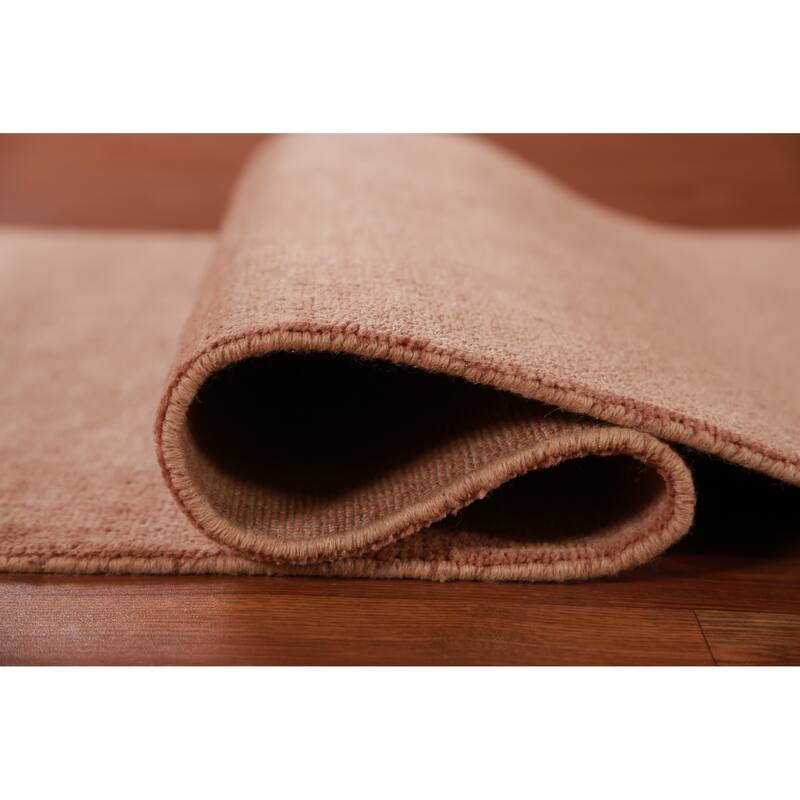 Hand Knotted Oriental 100% Wool Carpet Modern Solid Oranges & Rust Gabbeh Runner Rug - 10' 3'' X 3' 0''