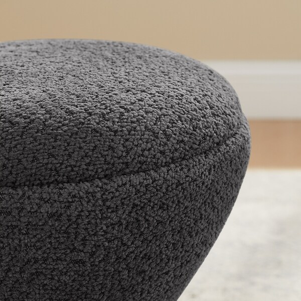 VANOMi Djembe Boucle Upholstered Ottoman, Pouf, Vanity Stool for