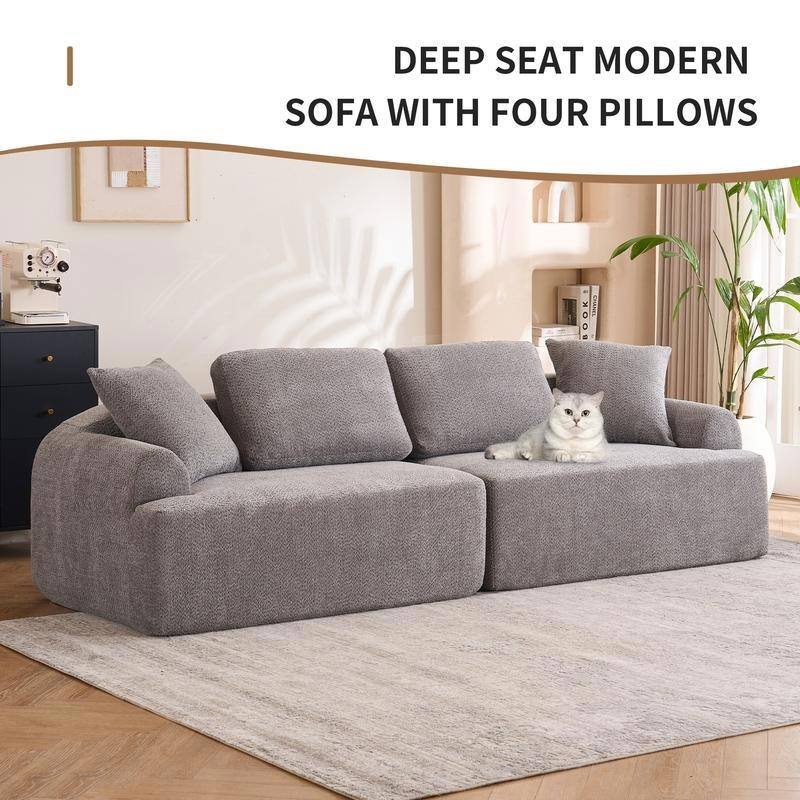 4-Seater Compression Sofa, Crochet Yarn Fabric, Soft Cushions