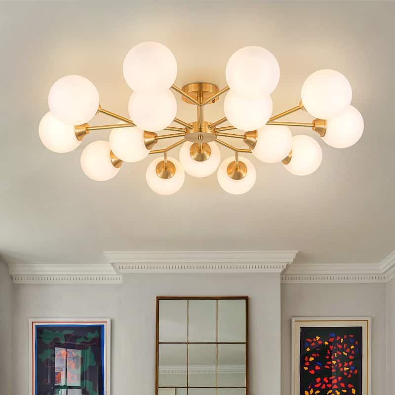 38.5" Mid Century Semi Flush Mount Ceiling Light Modern Sputnik Chandelier - W38.6"