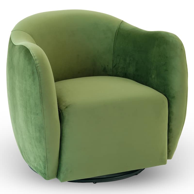 Adeline Mid-Century Modern Upholstered Swivel Chair in Green Velvet