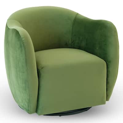 Adeline Mid-Century Modern Upholstered Swivel Chair in Green Velvet