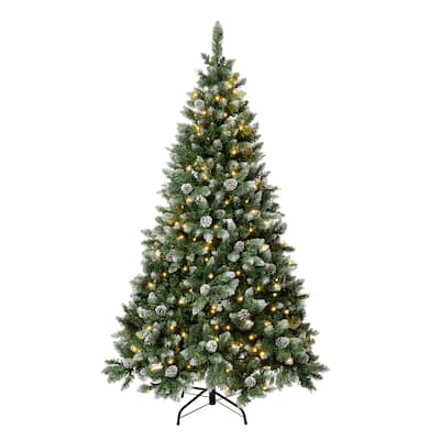 First Traditions™ 6 ft. Oakley Hills Snow Tree with LED Lights - 6 ft
