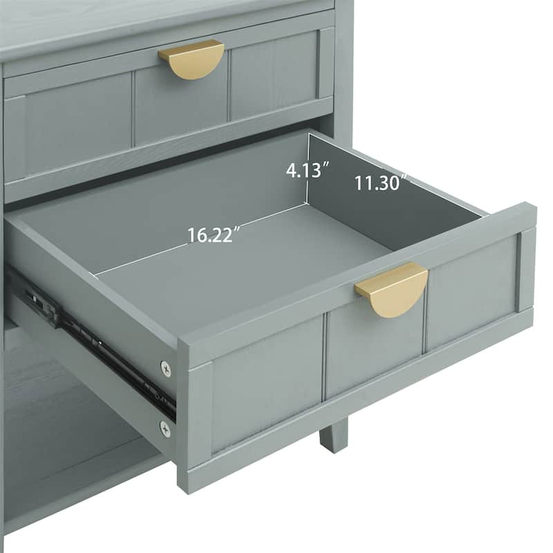 2 Drawer Wooden End Side Table
